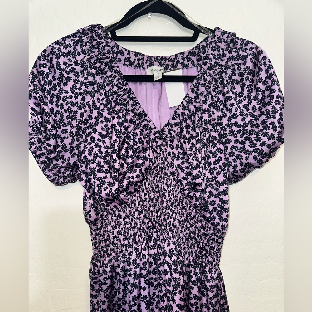 Elegant Purple Animal Print Midi Dress - Picture 2 of 5